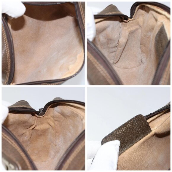 GUCCI GG Supreme Web Sherry Line Clutch Bag PVC Beige Auth BA7254 - Picture 15 of 16